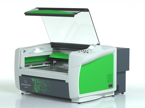 Gravotech LS100, machine à gravure et découpe laser avec zone de travail ouverte