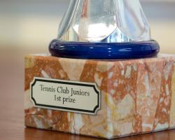 Trophée personnalisé avec une plaque fabriquée avec la matière à graver Gravolase™ Metallics.